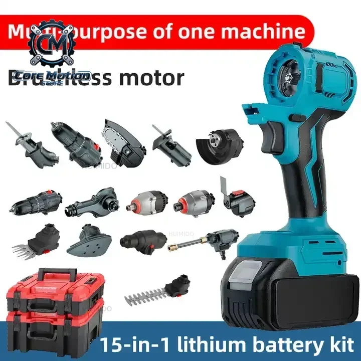 Electric Screwdriver Multi-Head Power Drill Set Power Tool Battery Drill Impact Wrench Brushless Motor Tool Combo Set