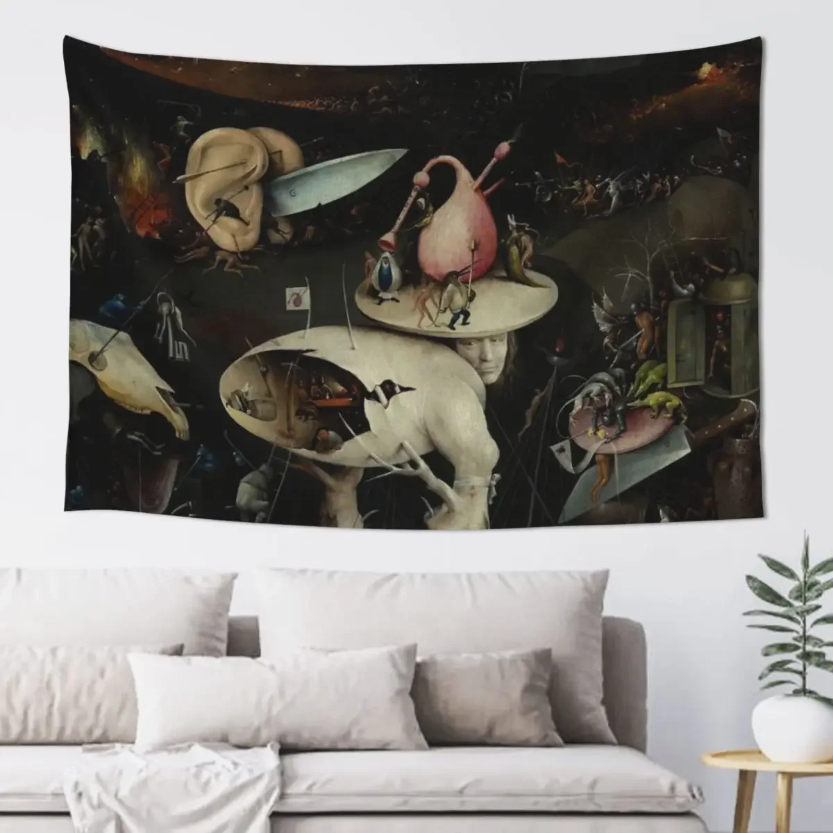 Hell, The Garden of Earthly Delights - Hieronymus Bosch Tapestry Aesthetic Room Decorations Decorative Wall Mural Tapestry