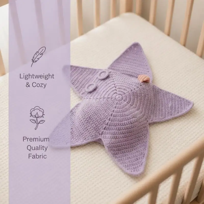 Handmade Crochet Star Shaped Newborn Swaddle Outfit Soft Hood For Infant Photoshoots