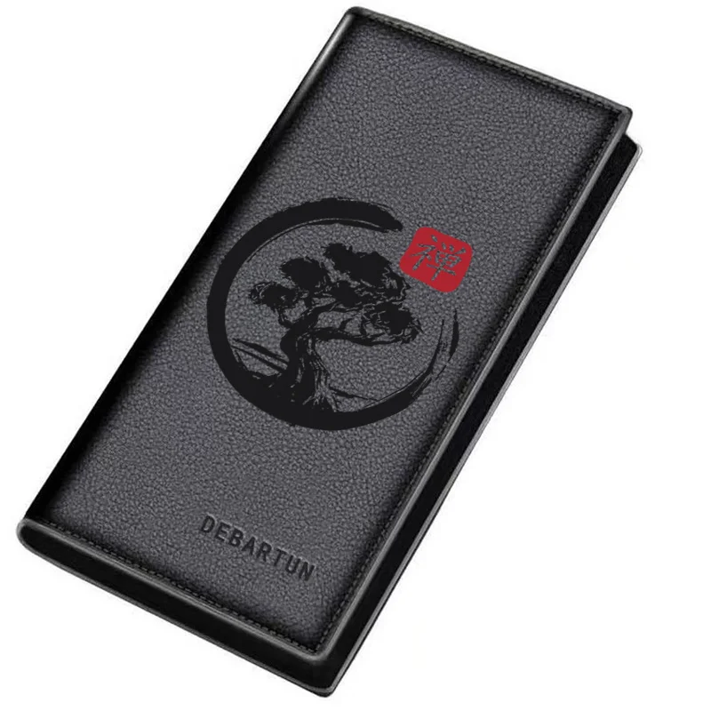 Bonsai tree inside brush circle zen Men's Long Wallets Business Stylish Printing Design Casual Use Christmas Valentine's Father'