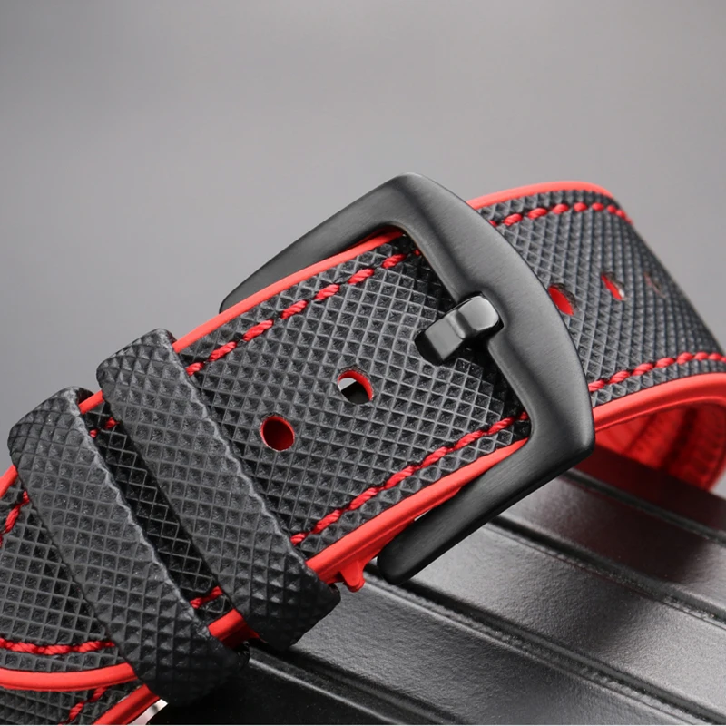 12 가지 색상 유니섹스 고품질 고무 스트랩 20mm 21mm 22mm 고무 23mm 24mm 시계 밴드 팔찌 남성 여성 블루 오렌지 블랙 레드