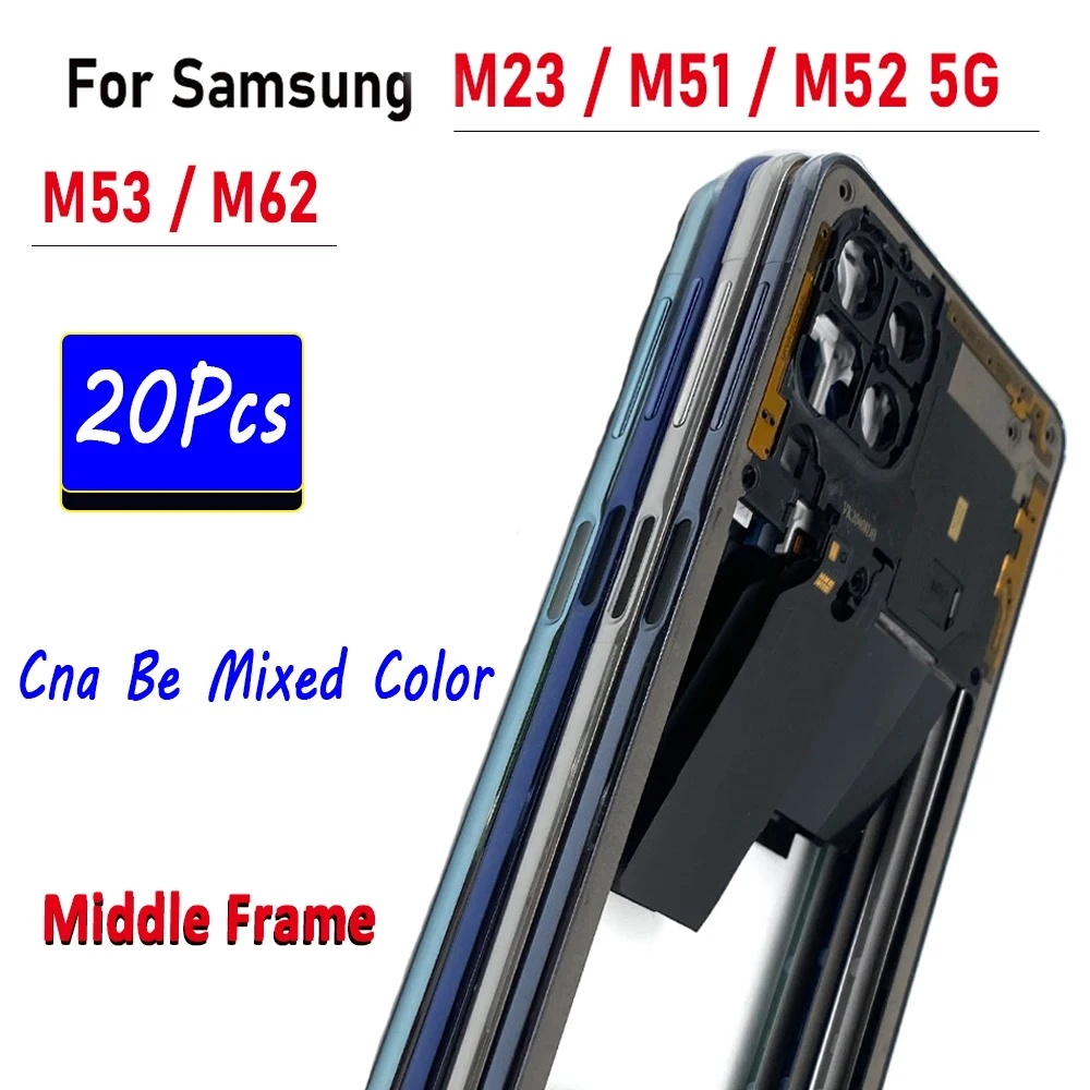 20pcs，new-middle-frame-for-samsung-m51-m62-m23-m52-m53-5g-m236b-m536-middle-housing-holder-cover-bezel-replacement-parts