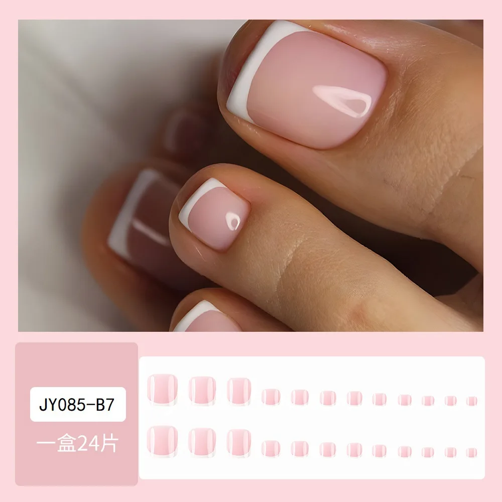 Buy in Bulk Pay One Shipping Fee Only 24PCS French Design Fake Toe Nail Press on Toe Nail False Nails Acrylic Reusable Toe Nail