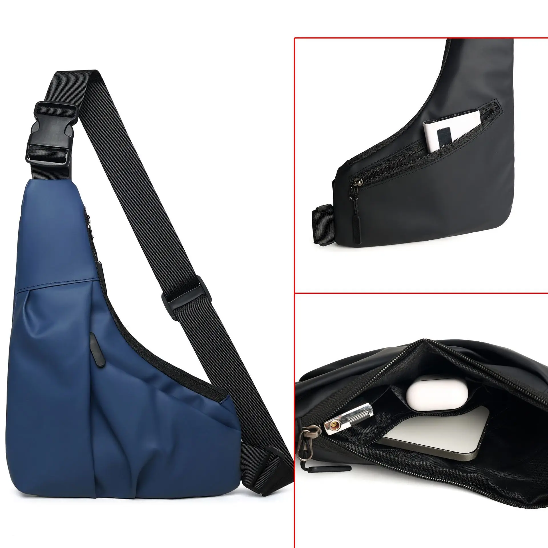 جديد الشبح تحت الإبط الحافظة حقيبة مكافحة سرقة مثلث حزمة للرجال اليسار/اليمين الكتف Crossbody حقيبة صدر للرجال النايلون