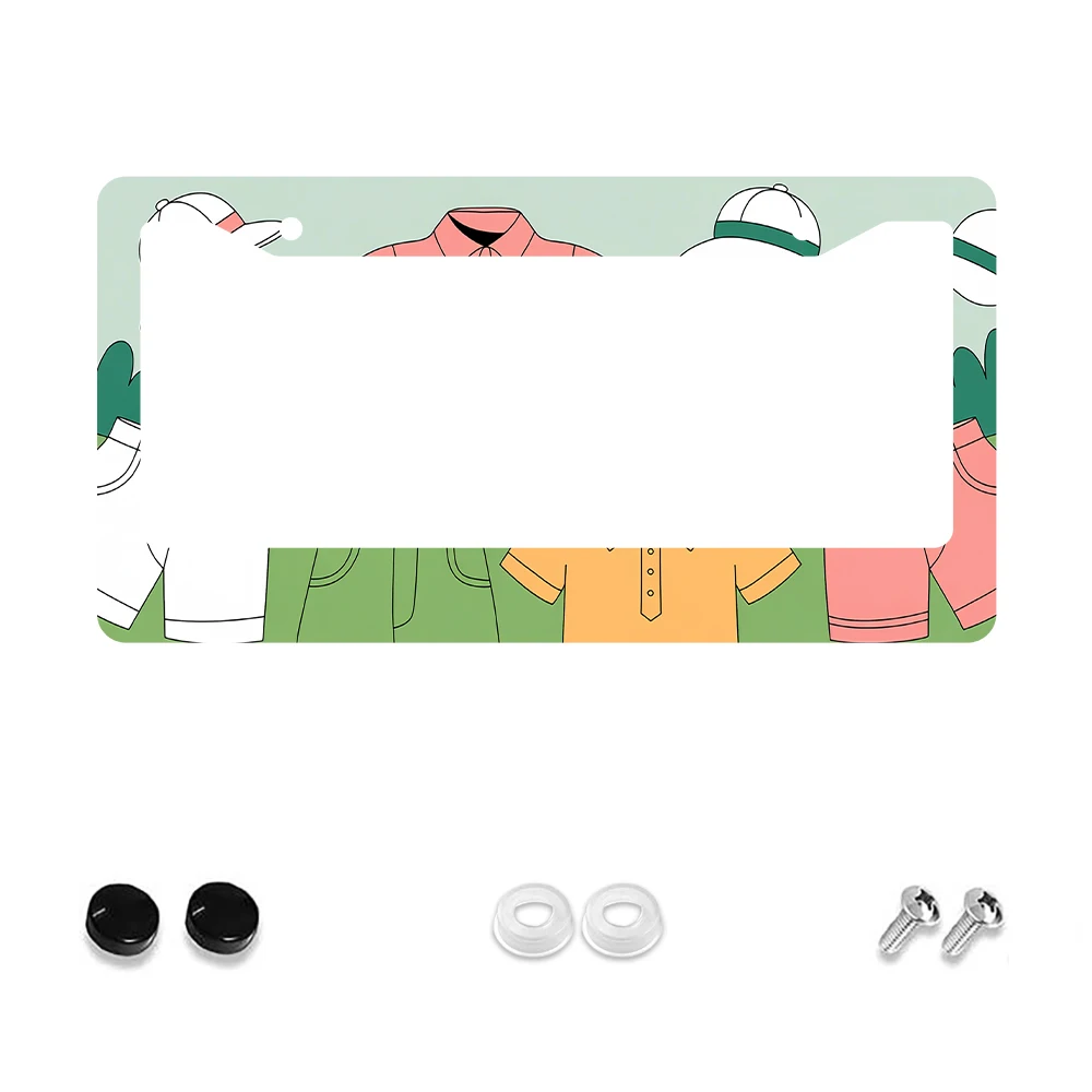 

1pc Green and White Cartoon Bears 2-Hole License Plate Frame, Aluminum Material, 6x12 Inches, with Screw Kit, Fun Car Decoration