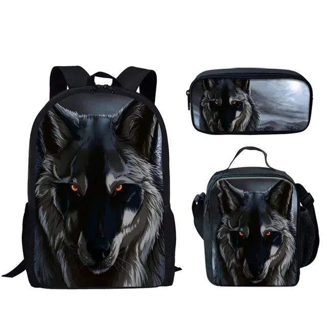 Animal Wolf 3D Printing Backpack, Student School Backpacks, Laptop Backpack, Lunch Bag, Pencil Case, Popular Harajuku, New,