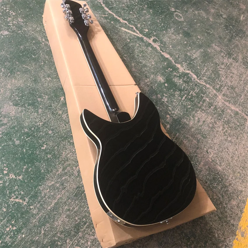 Nueva guitarra eléctrica 360 negra de 12 cuerdas, venta al por mayor y al por menor.