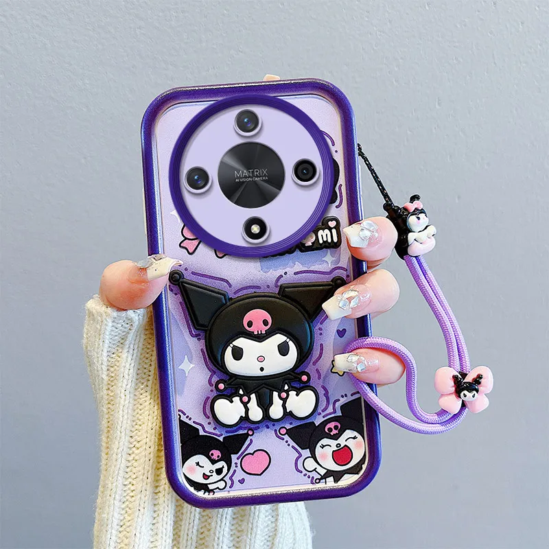 3D Cartoon Kuromi Phone Case For Realme C75 C67 C63 C61 C55 C53 C51 C35 C31 C30 C25Y C21Y C20 C17 C15 C12 C11 Wrist Strap Cover