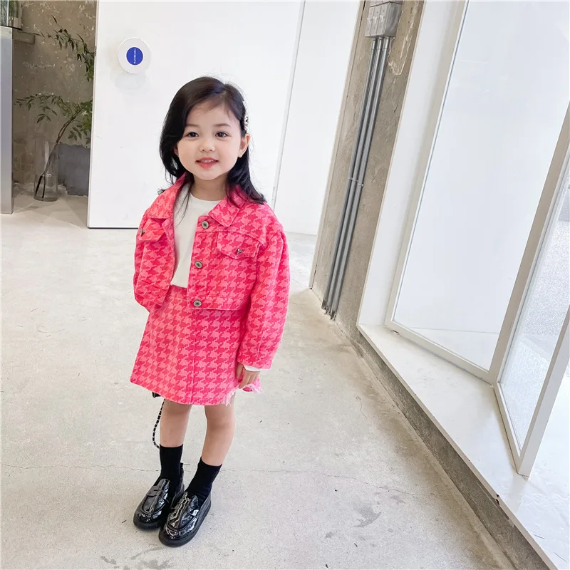 

Spring Autumn Children Girl Coats Skirts 2pcs Sweet Party Dress Suit For Baby Outfits Kids Princess Costume Girls Clothes Sets