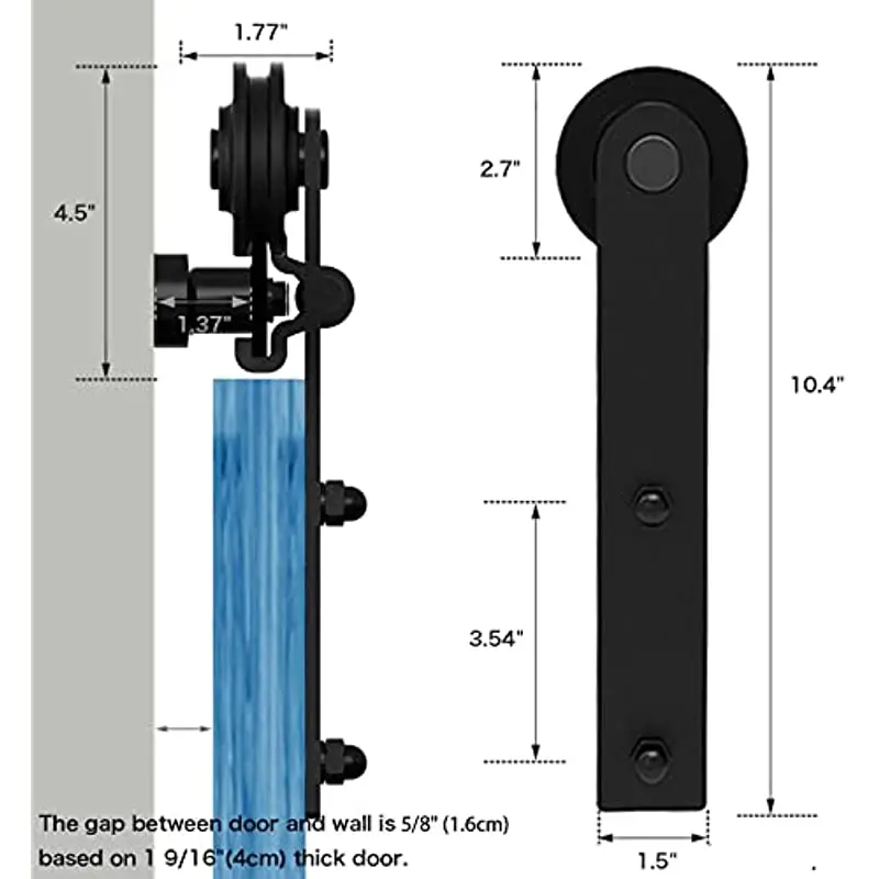 CCJH 201cm/6.6ft Sliding Door System Hardware Kit Sliding Door T-Type Floor Guide Kit Black I-Type