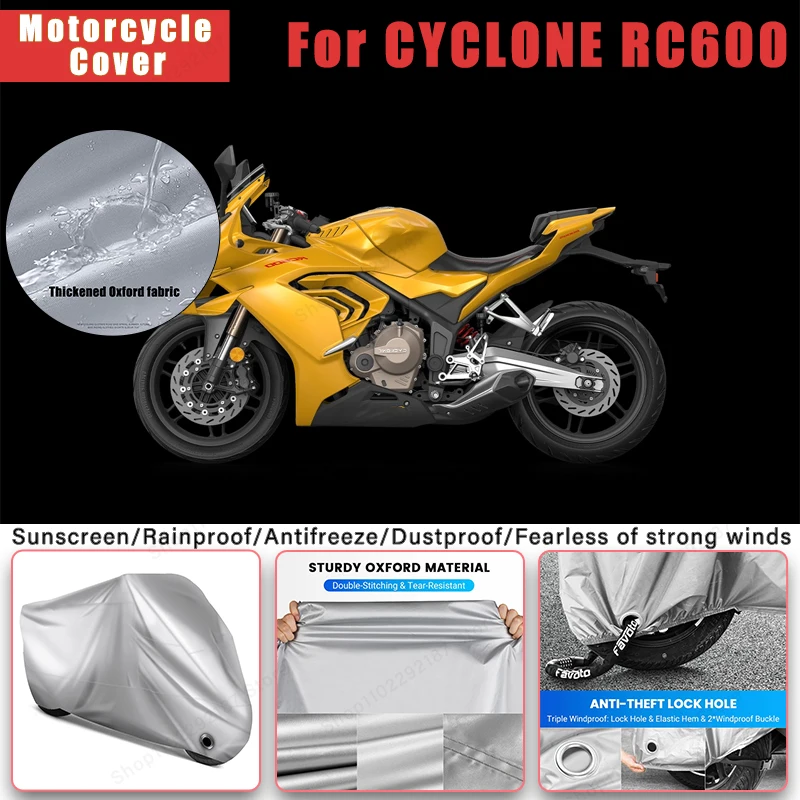 

For CYCLONE RC600 No Ear Motorcycle Cover - Outdoor Full Body Protection, Waterproof Dustproof Heat-Resistant Moto Accessories