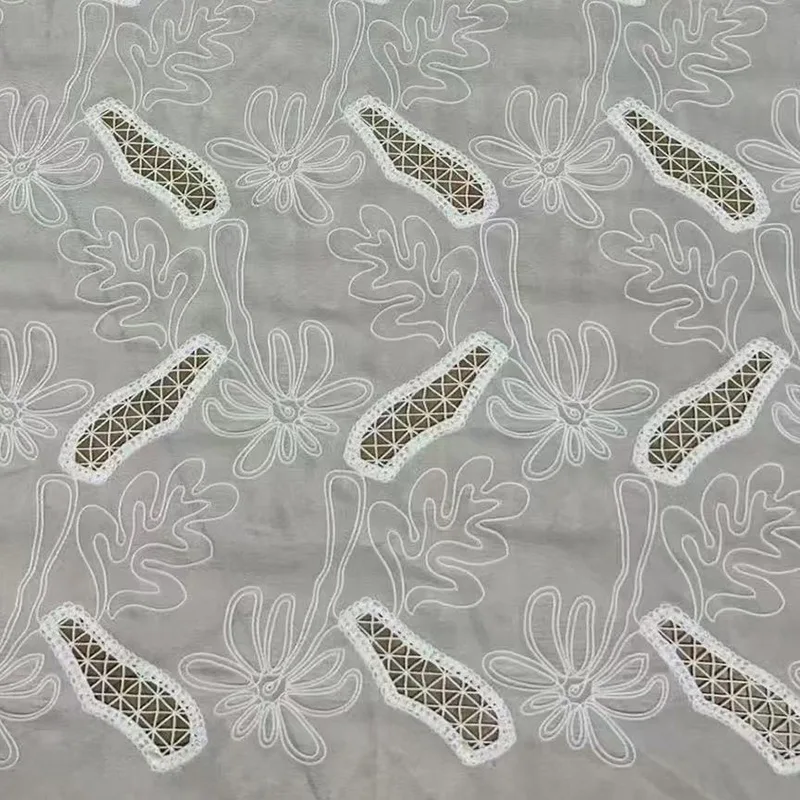 

Floral Embroidered Lace Dress Fabric Women's Blouse Shirt Clothing Handmade Diy Sewing Fabric