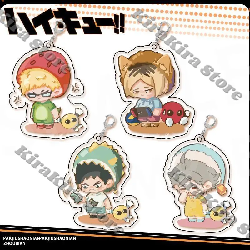 

Shoyo Hinata Cartoon Key Chain Haikyuu!! Kei Tsukishima Acrylic Keycharm Tobio Kageyama Anime Cute Little Pendant Decor Adorn