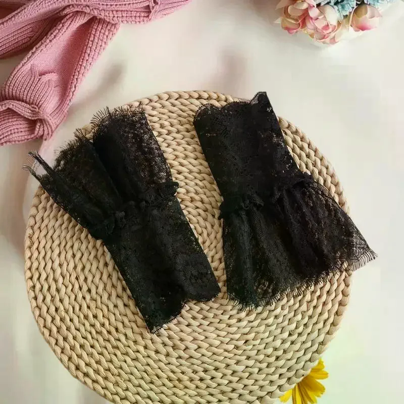 1 paar decoratieve kanten mouwen versierde manchetten nep mouw voor trouwjurk wilde ruches polsmouwen geplooide pols manchetten