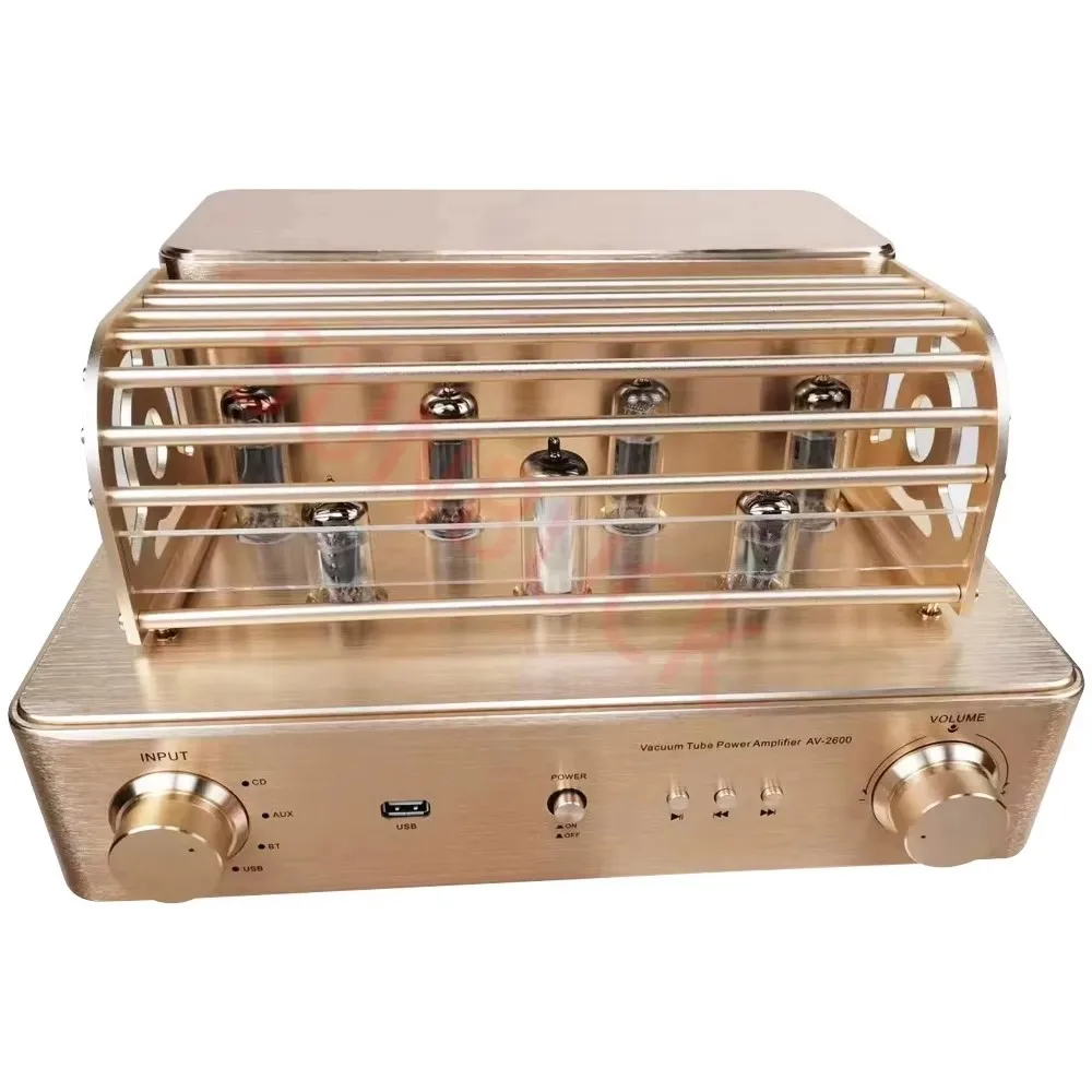 SUNBUCK AV2600 6E2 6F1 6P1 Vacuum Tube Power Amplifier 2.0 Stereo 12W USB Bluetooth hifi Tube Power Amplifier Audio