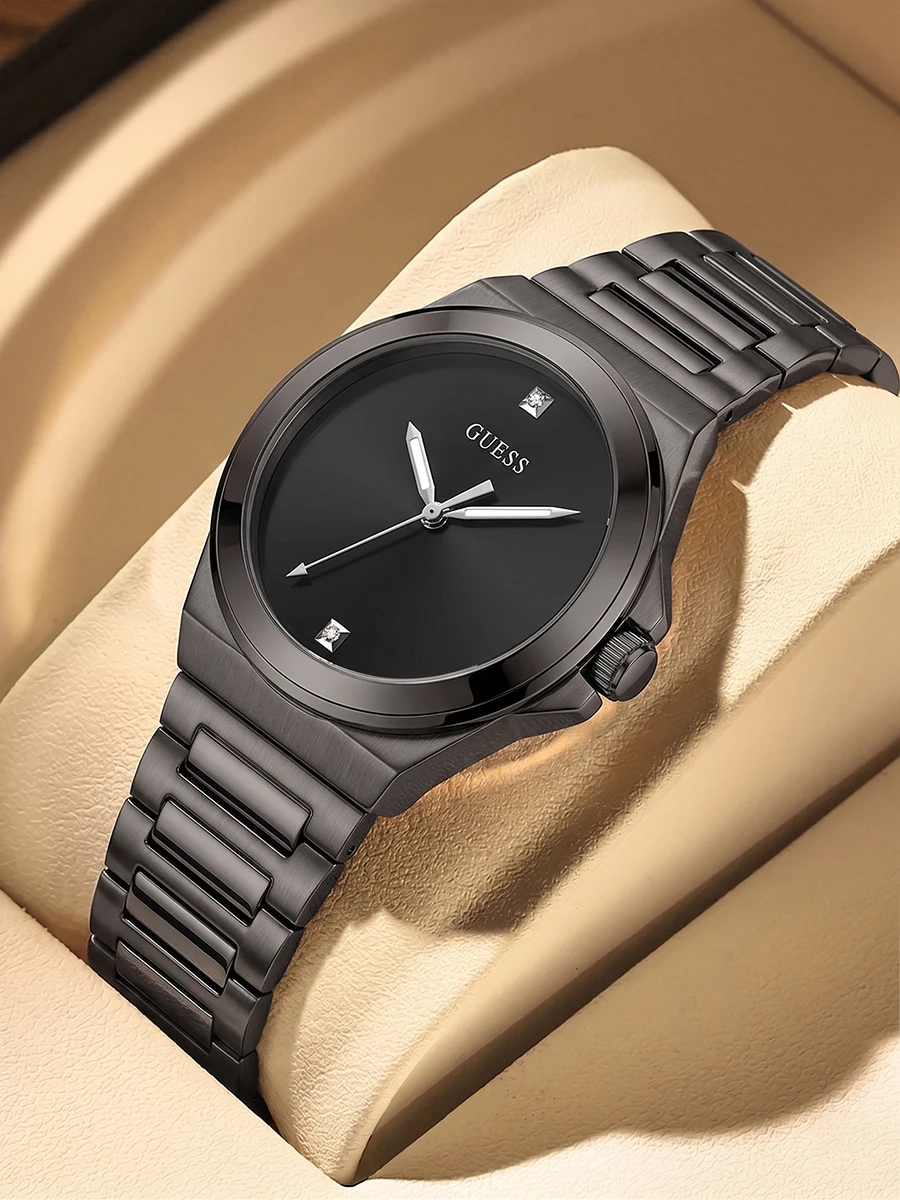 Relógio Masculino GUESS GW0833G2 Luxuoso em Aço Inoxidável Preto Minimalista Quartz Analógico Relógio de Pulso Masculino Moda Negócios