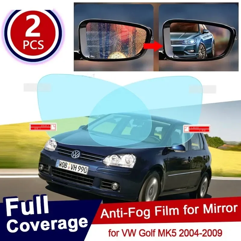 غطاء كامل لمكافحة الضباب فيلم مرآة الرؤية الخلفية ل Volkswagen VW Golf 5 MK5 2004 ~ 2009 غير نافذ للمطر مكافحة الضباب أفلام نظيفة الملحقات