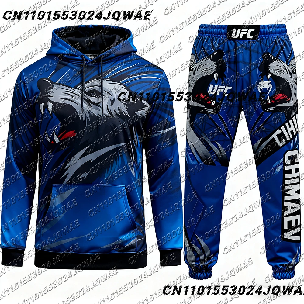 

Новый топ-боксер UFC Khamzat Chimaev, осенне-зимний комплект с капюшоном и брюками для мужчин и женщин, спортивный комплект для боевых тренировок, борьбы