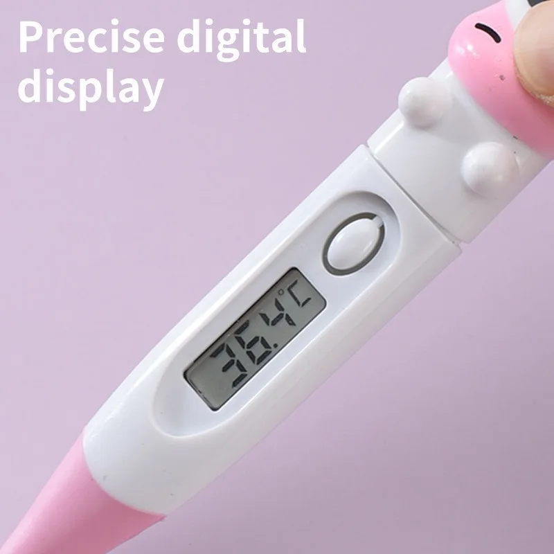 

Домашний цифровой термометр с мягким наконечником и головой животного из мультфильма для домашнего использования, утки, лягушки, маленьких собак, медведей, коров, мультяшный дизайн