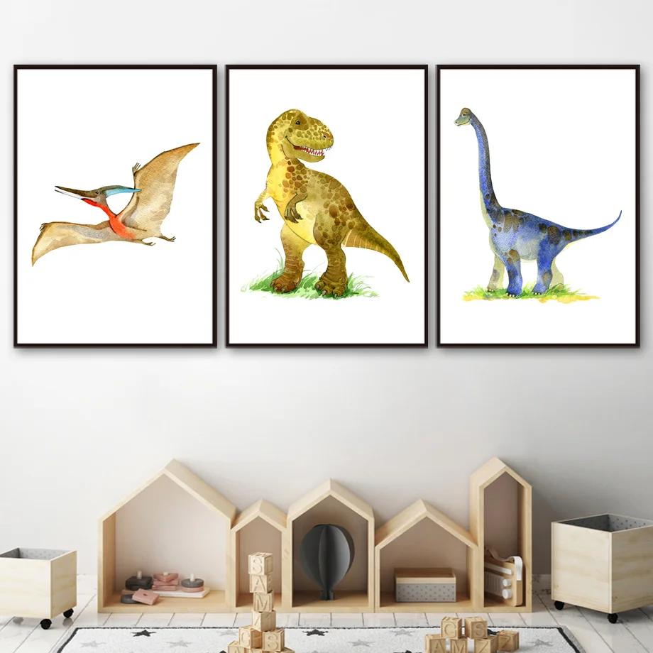 Dinosaur T-Rex Triceratops Wall Art Canvas Painting Nordic Posters And Prints Animals Prints Wall Pictures Kids Baby Room Dec