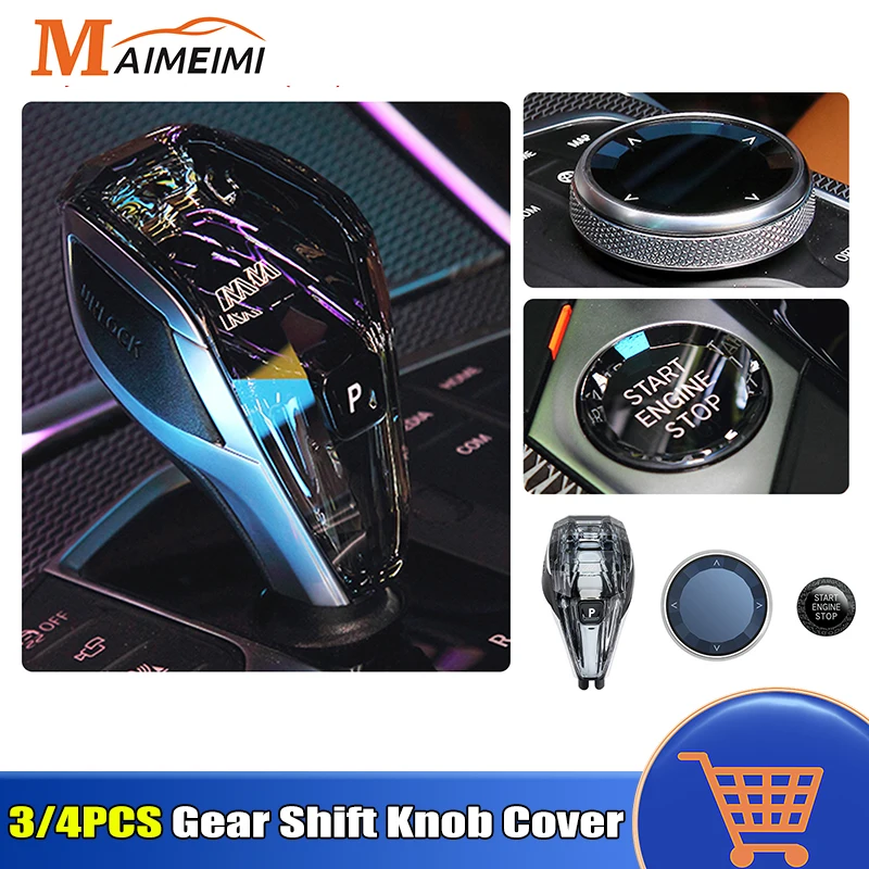 

3/4pcs Car Crystal Set Gear Shift Knob Cover For BMW 3 4 Series G14 G16 G20 G22 G26 G28 X4 X5 X6 X7 Auto Interior Accessories
