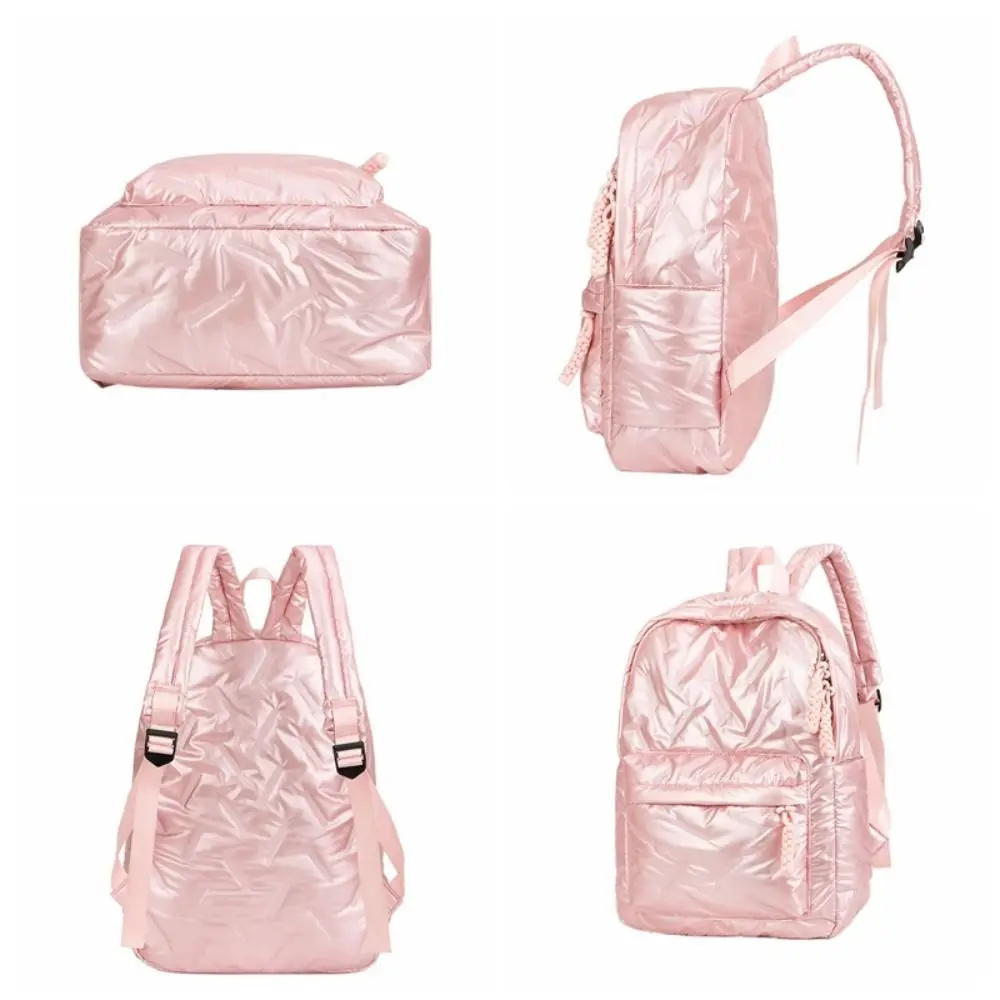 Eleganter Einfarbiger Space-Baumwoll-Rucksack, Wolken-Nylon-Blasen-Schultertasche, Große Kapazität, Plissierter Schülerrucksack für Damen/Mädchen – Detail 2