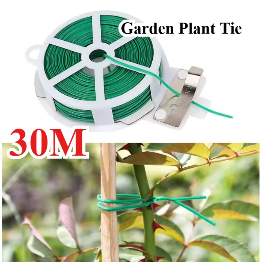1Roll 30m Free-Cut Plant Tie, PVC-Coated Wire, Twist Tie for Climbing Flower Vine Shaping and Support