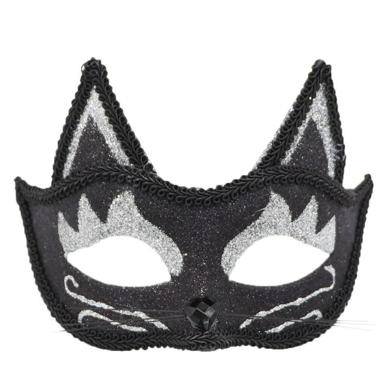 

Festival Party Cat Masquerade Masks Women Men Christmas Halloween Carnival Vintage Prom Animal Cosplay Evening Black Gold Silver