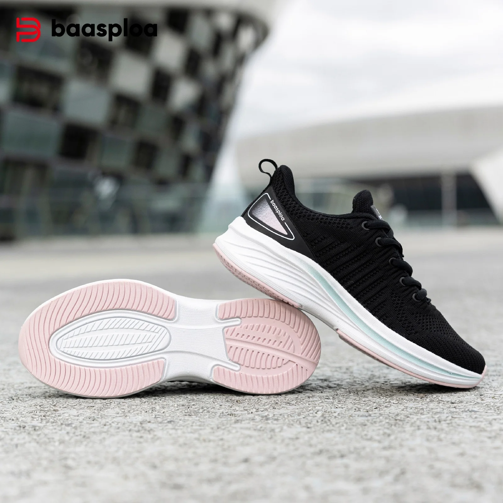 Baasploa Women Running Shoes Fashion Brand Mesh Lightweight Breathable Sport Sneakers Female Non-Slip Outdoor Cushioning Shoes