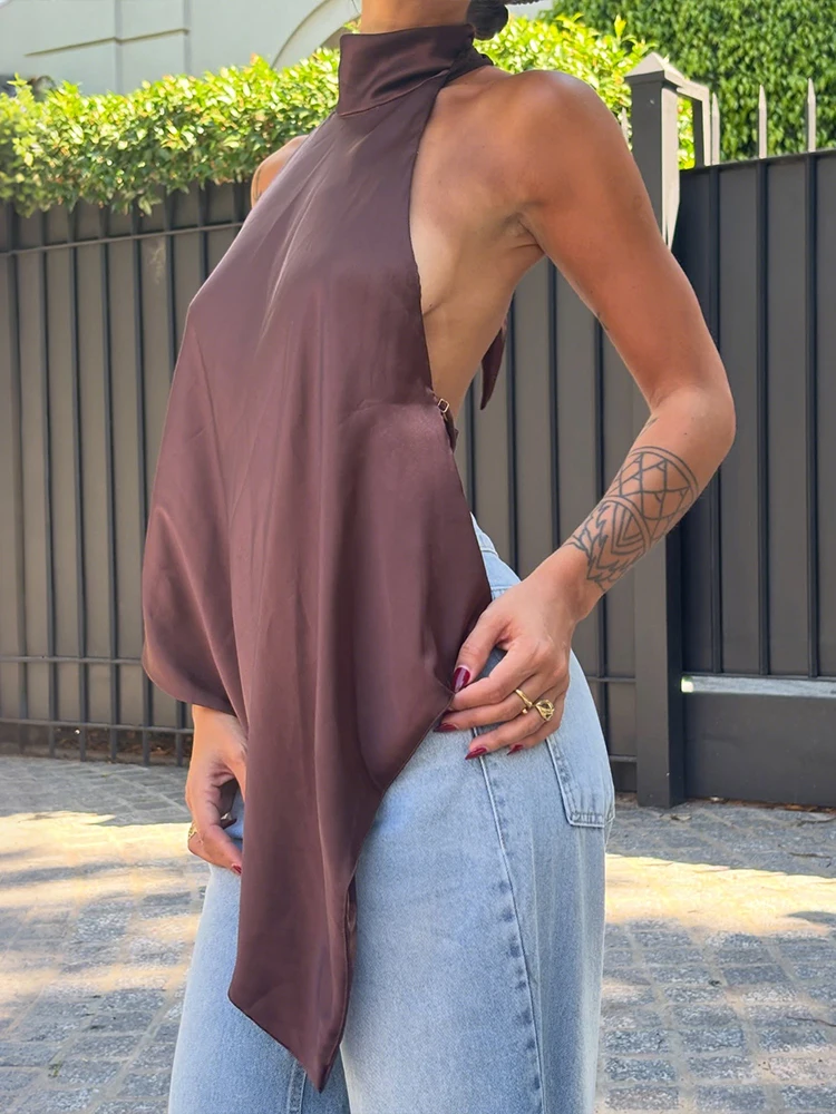 

Kliou Irregular Shape Tank Tops Woman 2026 New Style Halter Off Shoulder Backless Hot Girls Street Sexy Fashion Classic Vests