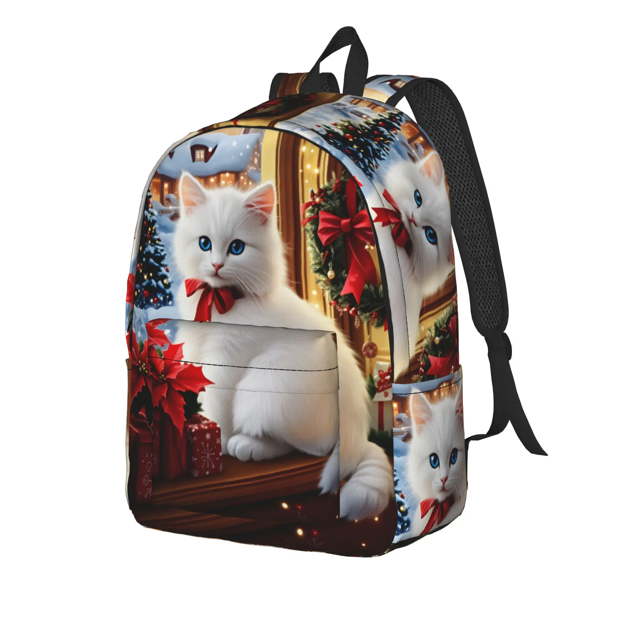 Christmas Cats  Adorable Kittens in Festive (4) Backpack  Travel Backpacks Teen Streetwear School Bags Custom Big Rucksack