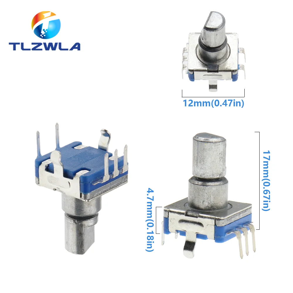 5PCS EC11 Rotary Encoder Code Switch 20 Position With Switch 5Pin Handle Length 12.5mm Half Shaft Type