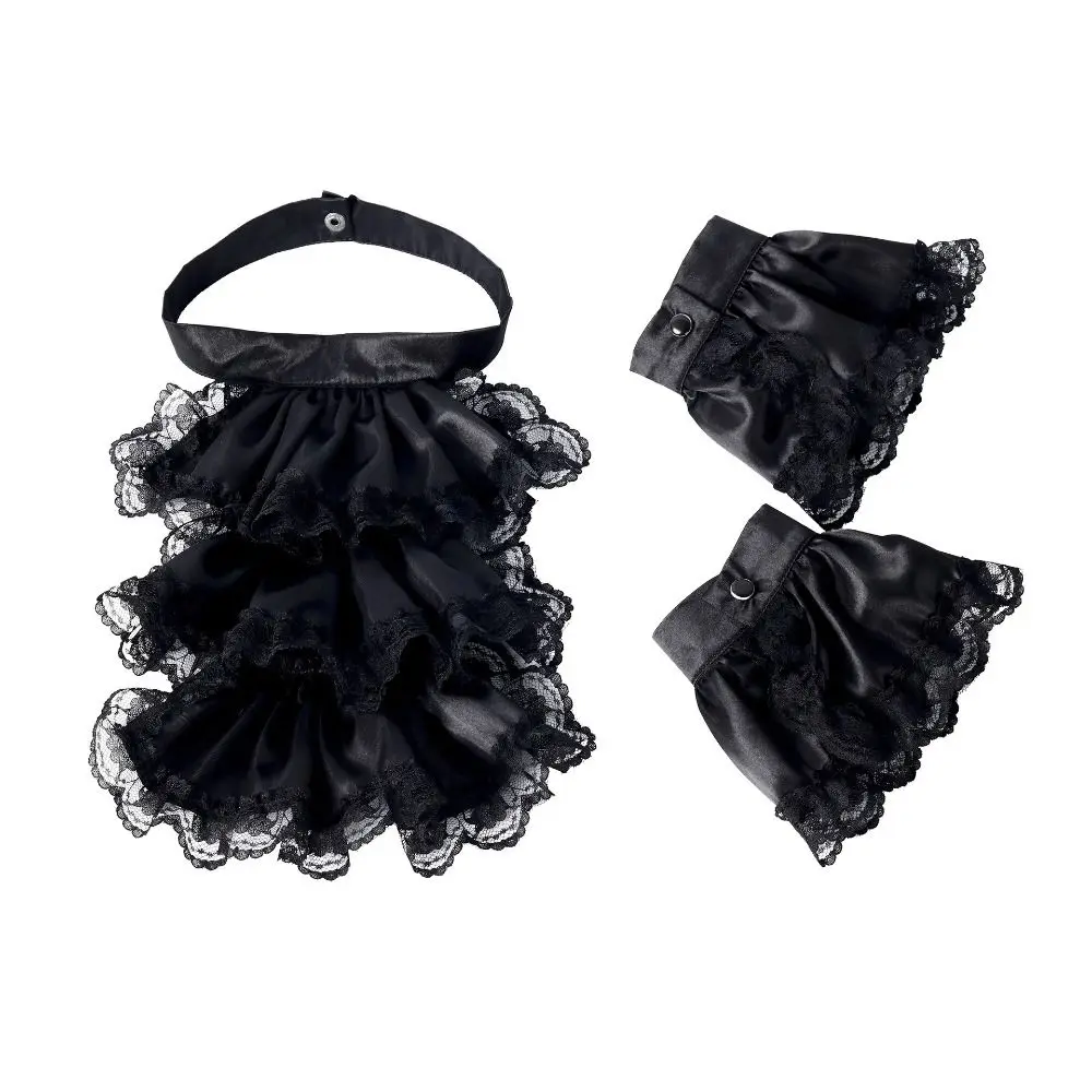 

Accessory Set Detachable Victorian Lace Jabot Victorian Style Ruffled Fake Collar Black White Cosplay Accessory