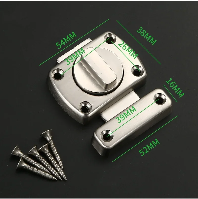 Home Security Latch Double Sided Cabinet Bolt Gate Twist Rotating Barrel Lock Bathroom Toilet Door Windows Hardware Accessories