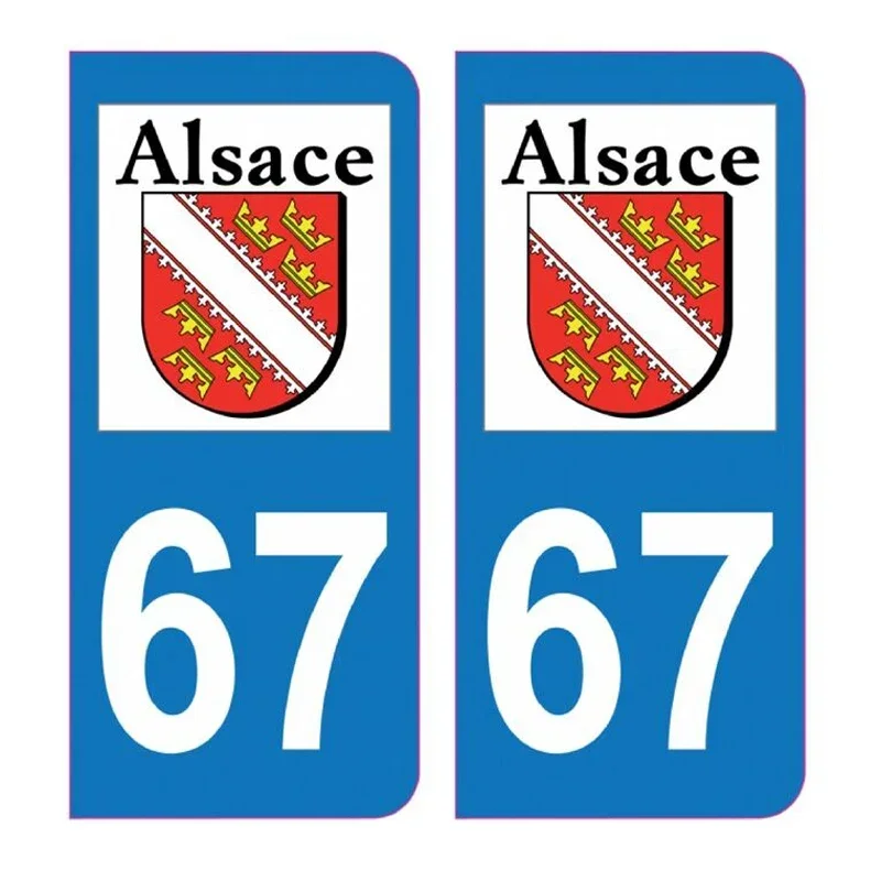 ملصق لوحة الترخيص Oaksley F30، 67 ELSASS ALSACE ACOEUR DEPT 94 ILE DE FRANCE DEP 67 ALSACE ملصق PVC مقاوم للماء