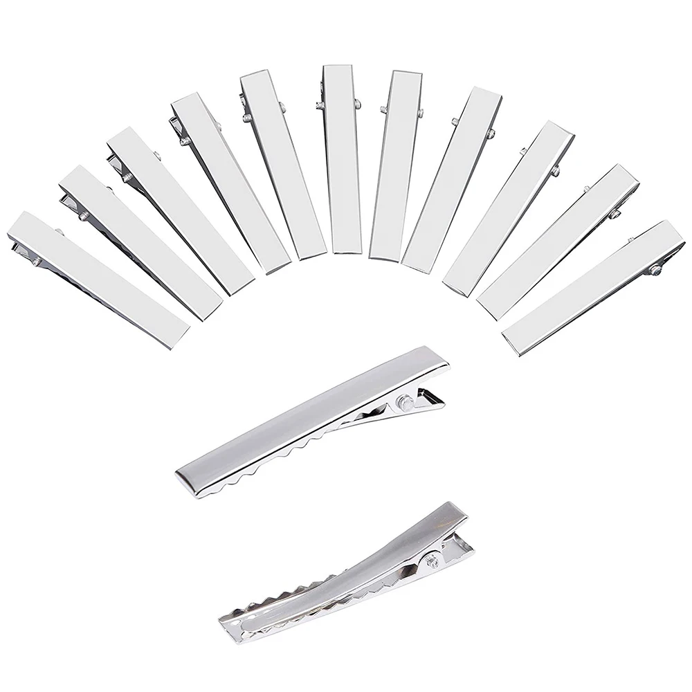 20Pcs 32/40/45/55/75mm Flat Metal Single Prong Alligator Hairpin Clip Base for DIY Hair Clips Jewelry Making Accessories