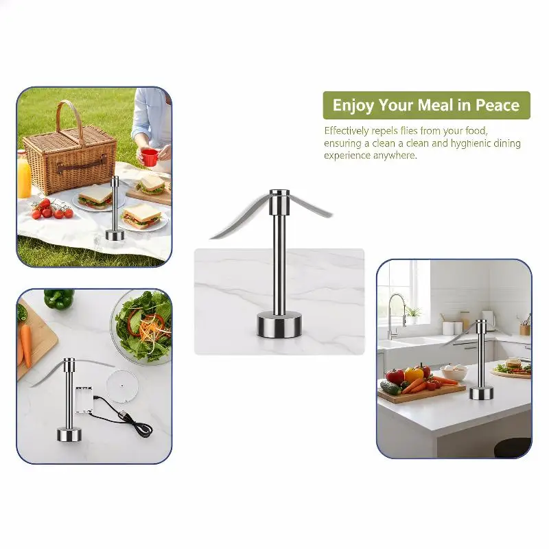 Automatic Fly Trap Outdoor Fly Repellent Fan Table Use Bug Free Dining Solution for Family Gatherings
