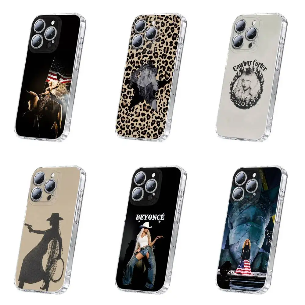 

B-Beyonce Cowboy Carter Horse Phone Case For iPhone 17,16,15,14,13,12,11 Plus,Pro,Max,Plus,E,SE4,Mini Transparent Cover
