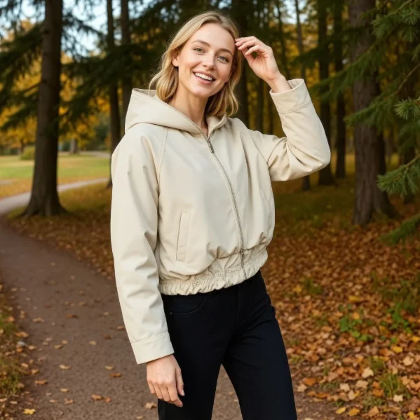 Women's Jacket 2026 New Hooded Zipper Long Sleeve Elastic Hem Coat Casual Fashion Women's Outerwear Streetwear Top