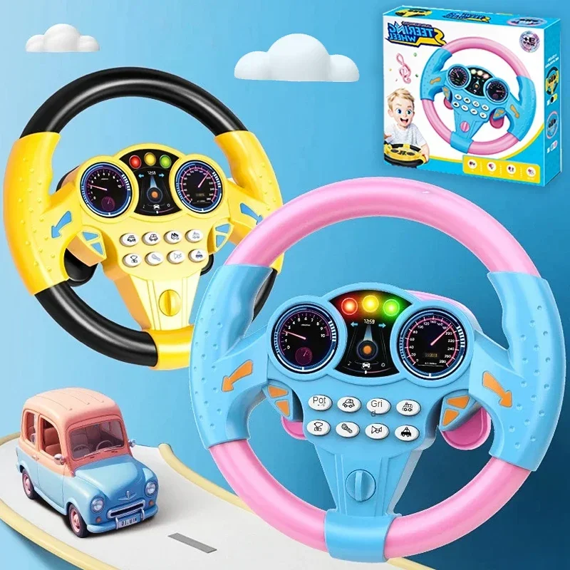 Juguetes de simulación para niños, rotación de 360 grados, simulan la conducción de coches, ventosa, volante, rompecabezas para bebés, accesorios de iluminación