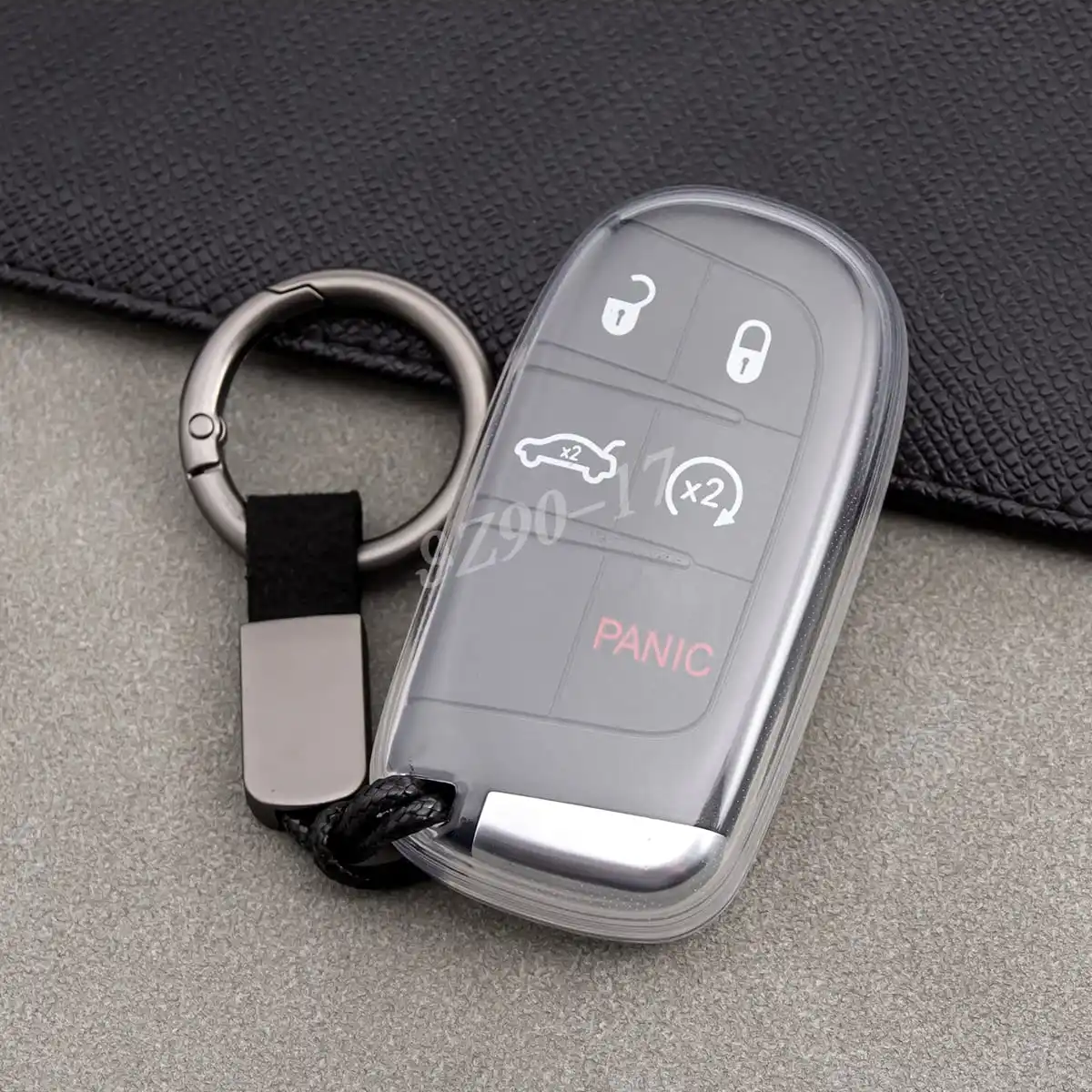 

Fully Transparent Clear Key Fob CoverCase For Jeep Grand Cherokee Renegade Compass Dodge ChargerChallengerDurangoJourneyFiat500X