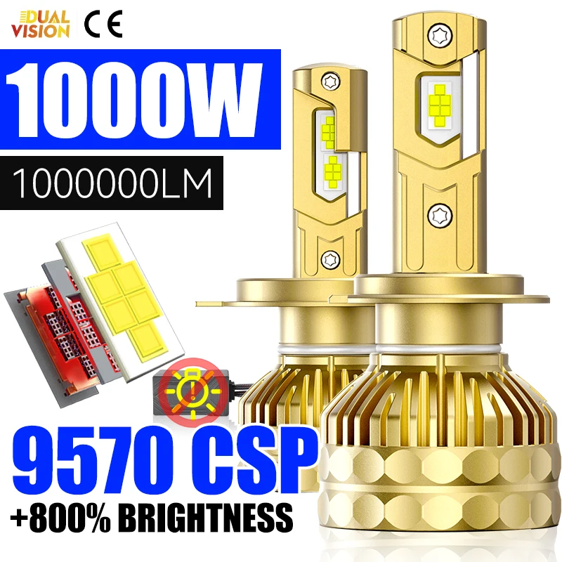 

1000W 1000000LM H7 H4 H11 Led Headlight Bulbs 9570 CSP Canbus Decoder H1 H8 9005 HB3 9006 HB4 H9 Turbo Fog Lamp Led Headlamp 12V