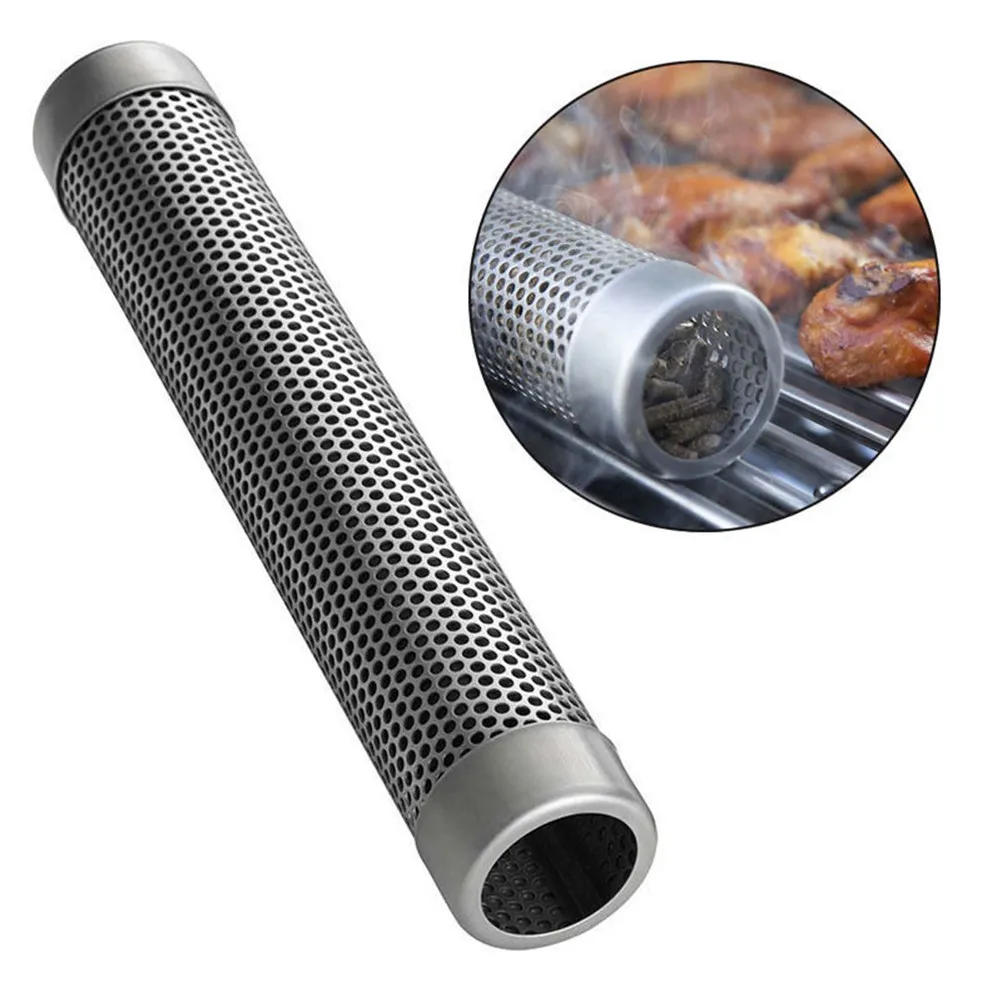 12inch Stainless Steel Bbq Tube Smoker Round Pellet Smoke Generator for Gas Charcoal Pellet Grill Use Bbq Round Tube