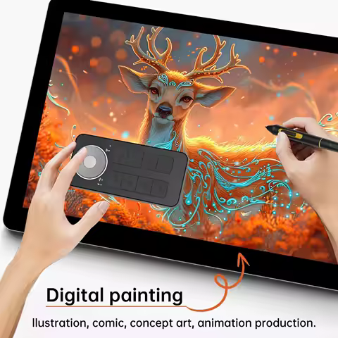 BOSTO Samrtkey for Graphics Tablet Digital Pad 8 Quick Keys and Multifunctional Dial Support 2.4G/ USB-C for Win 7 for MacOS PC