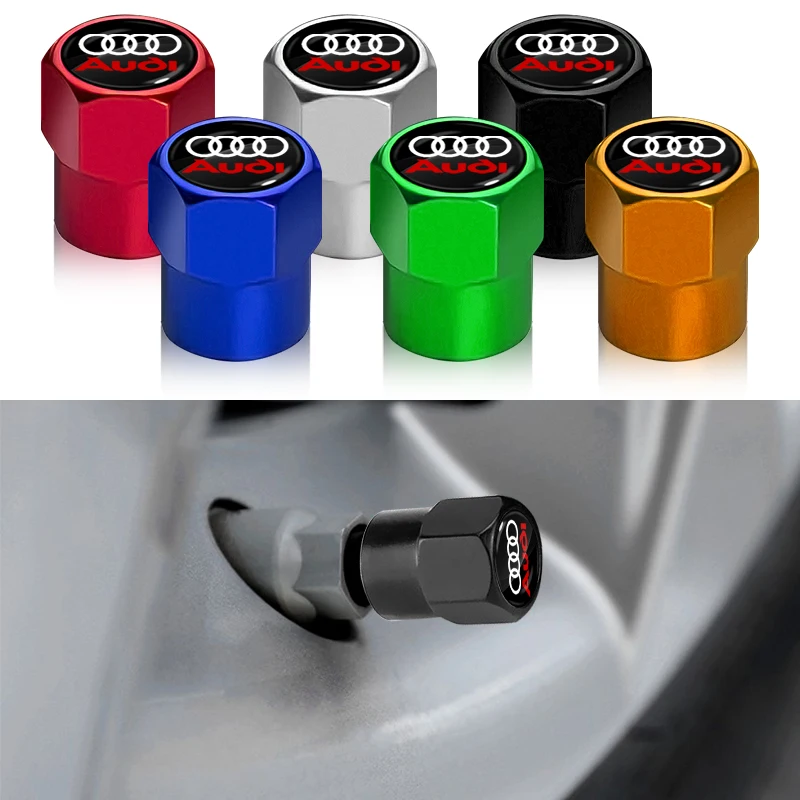 Car Metal Wheel Tire Air Valve Core Caps Accessories For Audi A3 A6 Q3 B5 B6 B7 B8 B9 Q7 8P 8V 8L A5 A4 C6 C5 C7 4F A1 A7 A8 Q2