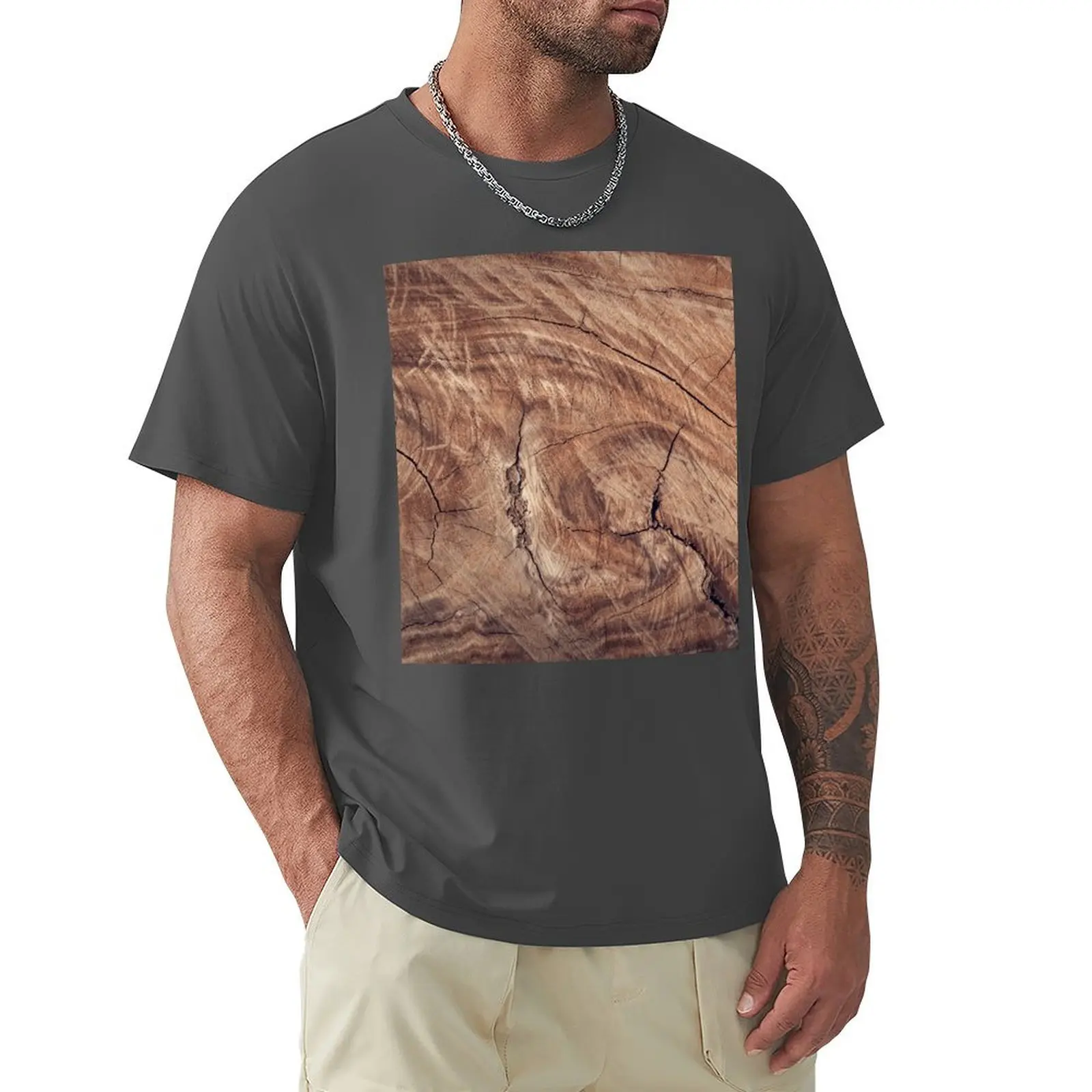 Natural Wood Grain with Knot T-Shirt quick drying vintage clothes t shirt men