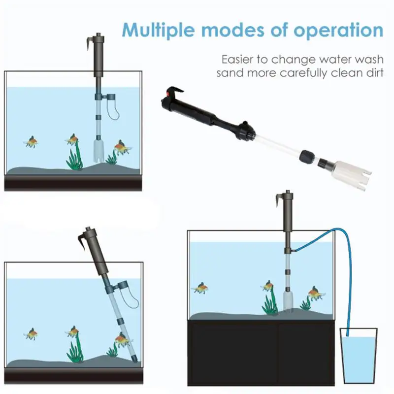 220V Powerful Suction Aquarium Electric Syphon Operated Fish Tank Sand Washer Vacuum Gravel Water Changer Siphon