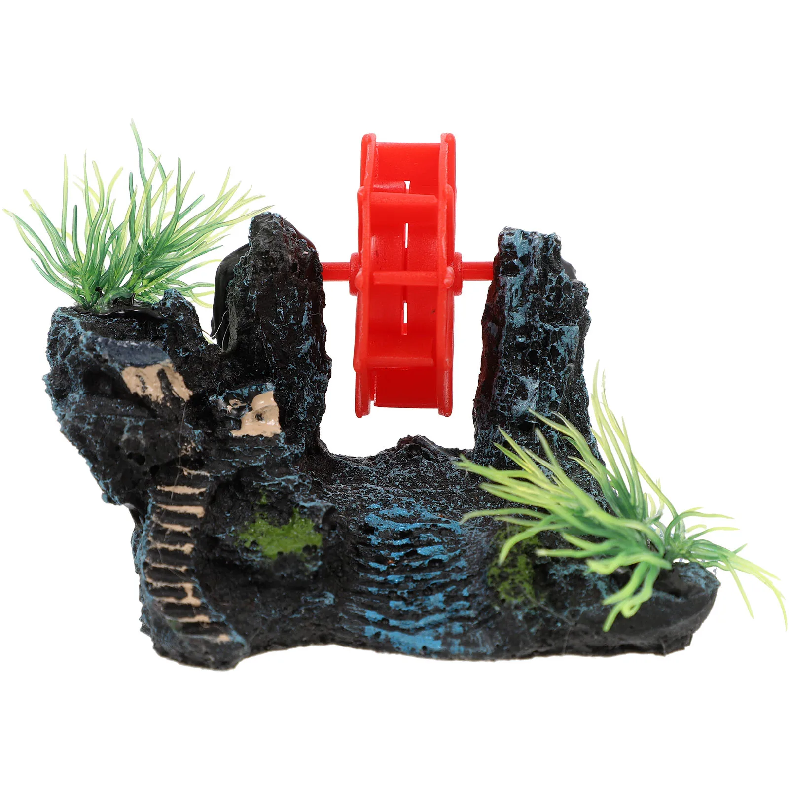 

1Pc Simulation Mountain Rotating Water Wheel Fish Tank Decor Aquarium Landscape Decor Mini Resin Fake Rockery Stone Shelter Fish