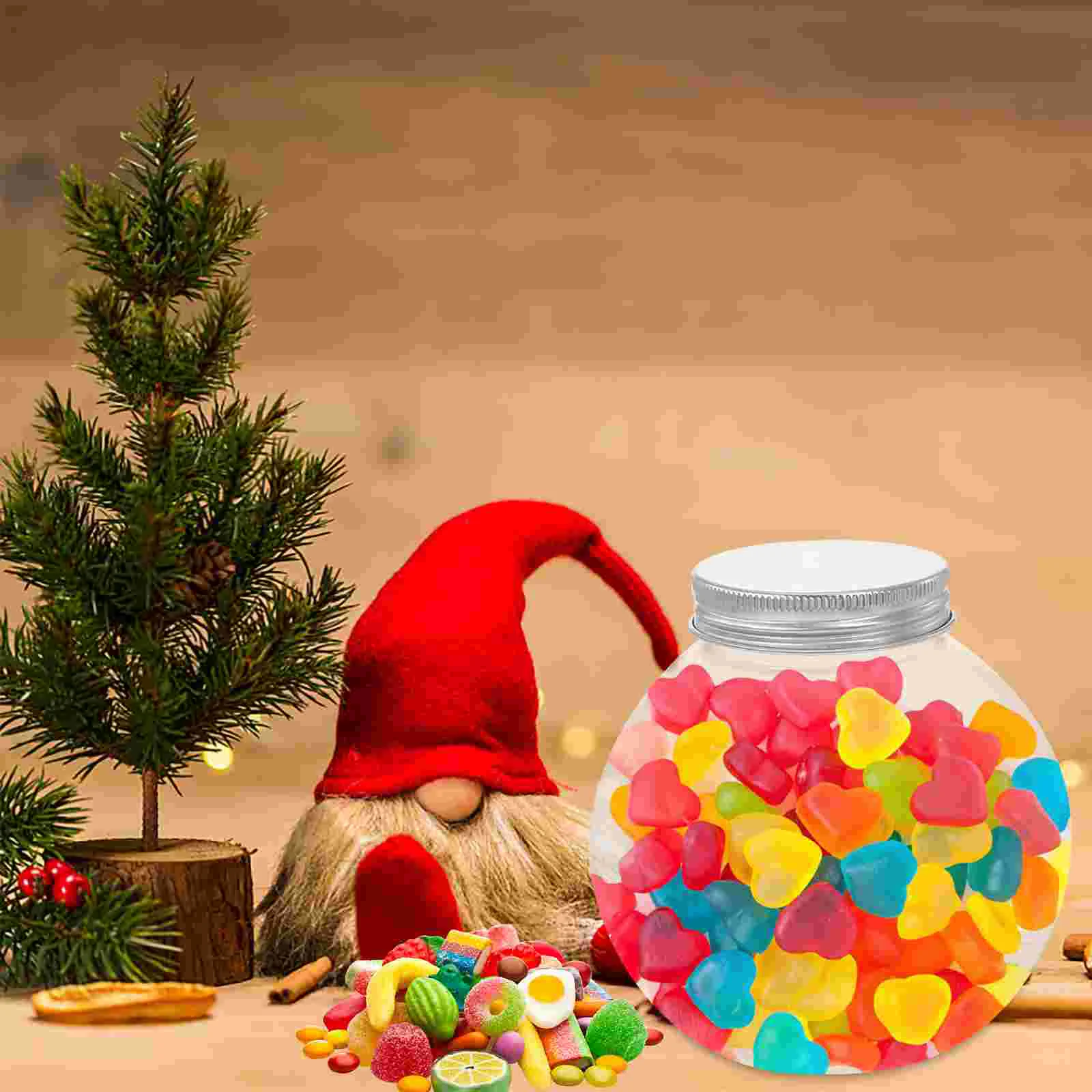 5 Pcs Christmas Candy Jar Halloween Dish Drinks Bottles Treats Party Supplies Round Plastic The Pet