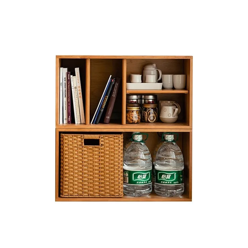 Solid wood multi-functional free combination cabinet TV cabinet Japanese bay window living room home storage bookcase